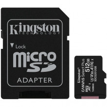 Kingston 512GB micSDXC Canvas Select Plus 100R A1 C10 kortelė + ADP, EAN: 740617298727