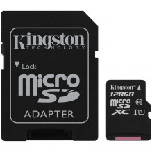 Kingston 128GB micSDXC Canvas Select Plus 100R A1 C10 kortelė + ADP, EAN: 740617298703