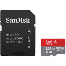 SanDisk Ultra microSDXC 128GB + SD adapteris 100MB/ s, 10 klasės UHS-I, EAN: 619659185510