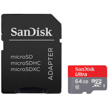 SanDisk High Endurance microSDXC 64GB + SD adapteris – prietaisų kameroms ir namų stebėjimui, iki 5000 valandų, Full HD 