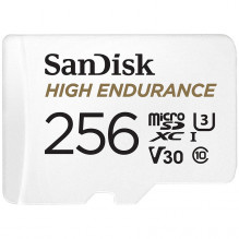 „SanDisk High Endurance microSDXC“ 256 GB + SD adapteris – prietaisų kameroms ir namų stebėjimui, iki 20 000 valandų, Fu
