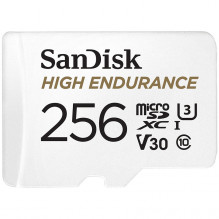 SanDisk High Endurance microSDXC 256GB + SD Adapter - for dash cams & home monitoring, up to 20,000 Hours, Full HD / 4K 