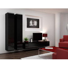 Cama Living room cabinet set VIGO 4 black / black gloss