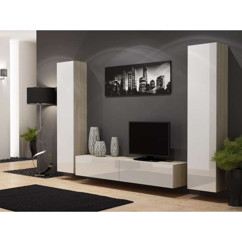 Cama Svetainės spintelių komplektas VIGO 4 sonoma / white gloss