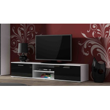 Furniture set SOHO 1 (RTV180 cabinet + S1 cabinet + shelves) White / Black Gloss