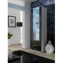 Furniture set SOHO 1 (RTV180 cabinet + S1 cabinet + shelves) White / Black Gloss