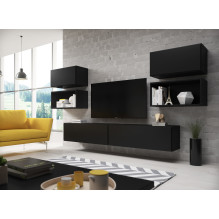 Cama living room furniture set ROCO 3 (2xRO3+2xRO4+2xRO1) black / black / black