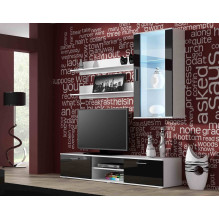 SOHO 5 set (RTV180 cabinet + Wall unit + shelves) White / Black gloss