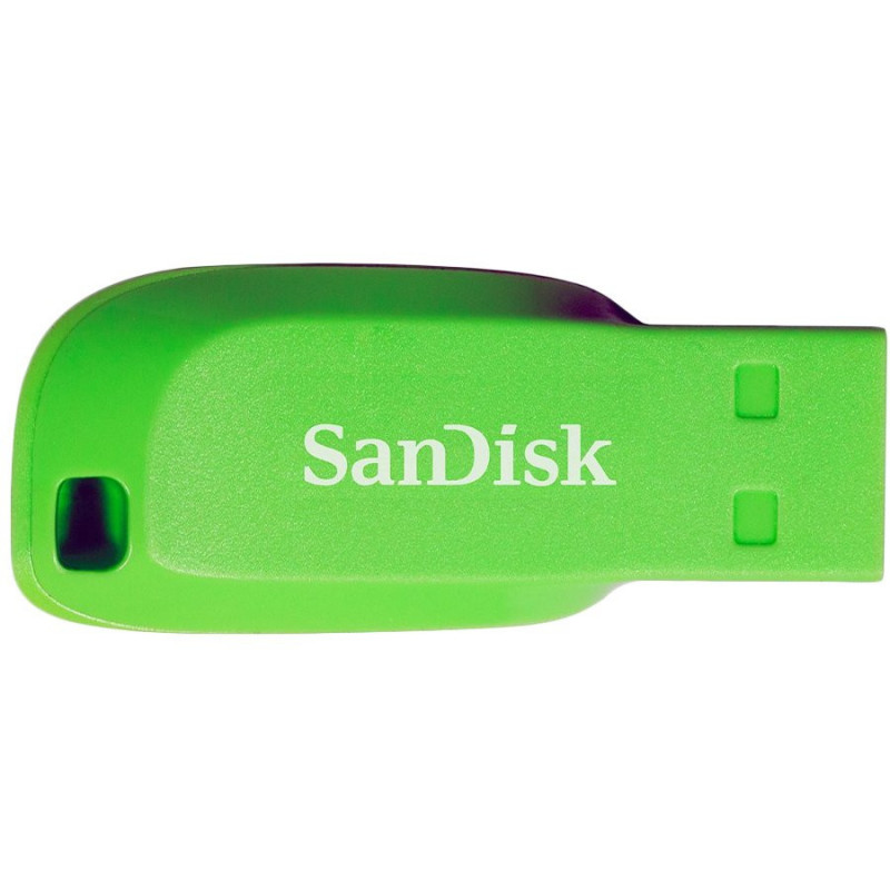 „SanDisk Cruzer Blade“ USB atmintinė, 64 GB elektrinė žalia, EAN: 619659146955