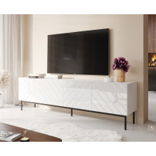 ABETO RTV cabinet on black steel frame 200x42x60 white / gloss white