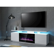 RTV EVA cabinet with electric fireplace 180x40x52 cm white / gloss white