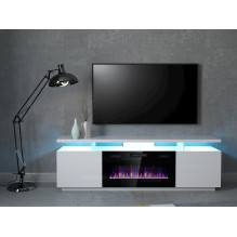 RTV EVA cabinet with electric fireplace 180x40x52 cm white / gloss white