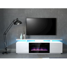 RTV EVA cabinet with electric fireplace 180x40x52 cm white / gloss white