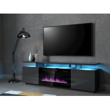 RTV EVA cabinet with electric fireplace 180x40x52 cm graphite / glossy graphite