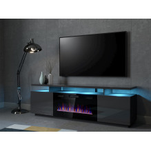 RTV EVA cabinet with electric fireplace 180x40x52 cm graphite / glossy graphite