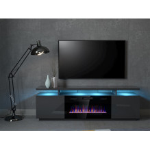 RTV EVA cabinet with electric fireplace 180x40x52 cm graphite / glossy graphite