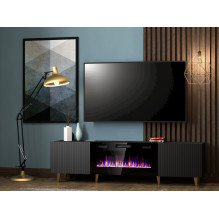 RTV cabinet PAFOS EF with electric fireplace 180x42x49 black matt