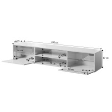 RTV cabinet SLIDE 200K 200x40x37 cm all glossy white