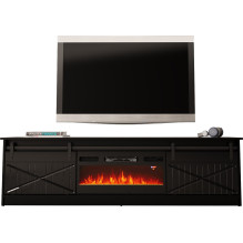 RTV GRANERO + fireplace cabinet 200x56.7x35 black / black gloss