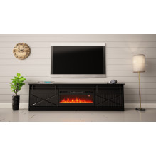 RTV GRANERO + fireplace cabinet 200x56.7x35 black / black gloss