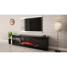 RTV GRANERO + fireplace cabinet 200x56.7x35 black / black gloss