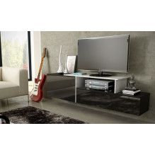 Cama TV cabinet SIGMA 3 180 black / black gloss + biały