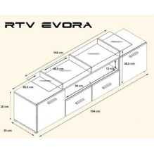 Cama TV stovas EVORA 200 baltas/juodas blizgus