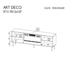 ART DECO EF RTV spinta + židinys 190,5x40x68,9 riešutas