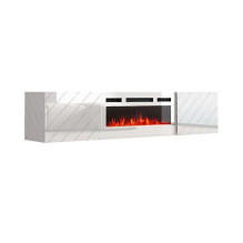 RTV LUXE cabinet 182.6x34.5x37.5 white / gloss white + white mantelpiece