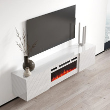 RTV LUXE cabinet 182.6x34.5x37.5 white / gloss white + white mantelpiece