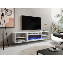 RTV cabinet POLO 180x33x39 white + fireplace white