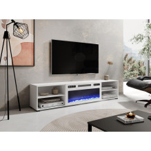 RTV cabinet POLO 180x33x39 white + fireplace white