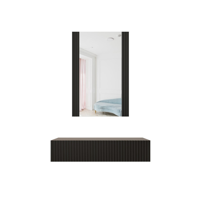 Tualetinis staliukas su veidrodžiu PAFOS 80x41.6x100 matinė juoda