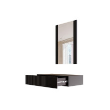 Tualetinis staliukas su veidrodžiu PAFOS 80x41.6x100 matinė juoda