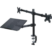 Desk mount for 2 monitors LED / LCD 13-27&quot; ART L-25 + laptop shelf 10 kg Black