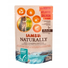 IAMS Naturally Adult su Šiaurės Atlanto lašiša padaže - šlapias kačių maistas - 85g