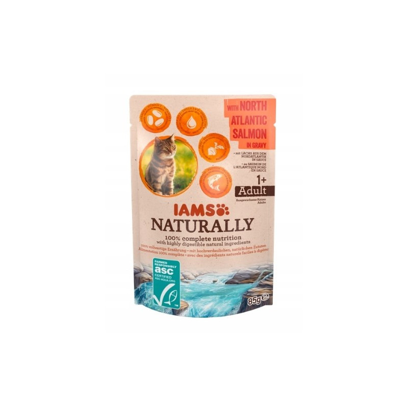 IAMS Naturally Adult with North Atlantic salmon in gravy - wet cat food - 85g