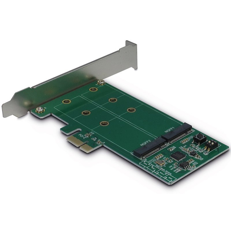 PCIe Adapter for two M.2 S-ATA drives/ RAID (Drives 2xM.2 SSD, Host PCIe x1 v2.0), card