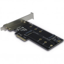 INTER-TECH PCIe adapteris, skirtas M.2 (1x M.2 S-ATA į S-ATA 7pin (maitina PCIe) + 1x M.2 PCIe x4 v3.0)