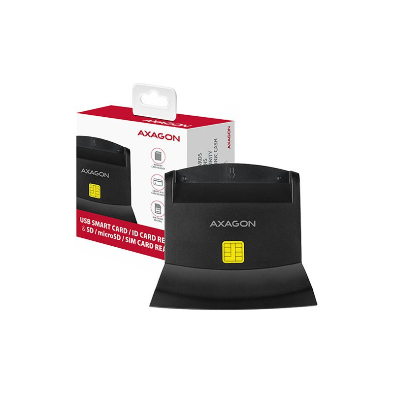 Axagon stalinio stovo skaitytuvas Išmanioji kortelė / ID kortelė AXAGON CRE-SM2 su USB 2.0 sąsaja turi SD, microSD ir SI
