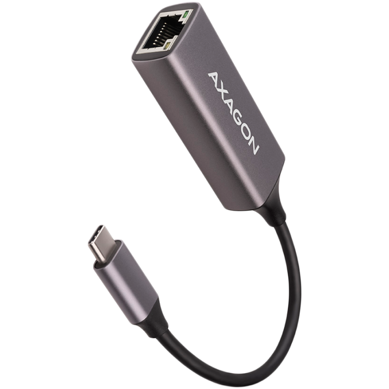 AXAGON ADE-TRC Type-C USB3.2 Gen 1 – Gigabit Ethernet 10/ 100/ 1000 adapteris, metalinis, titaninės pilkos spalvos