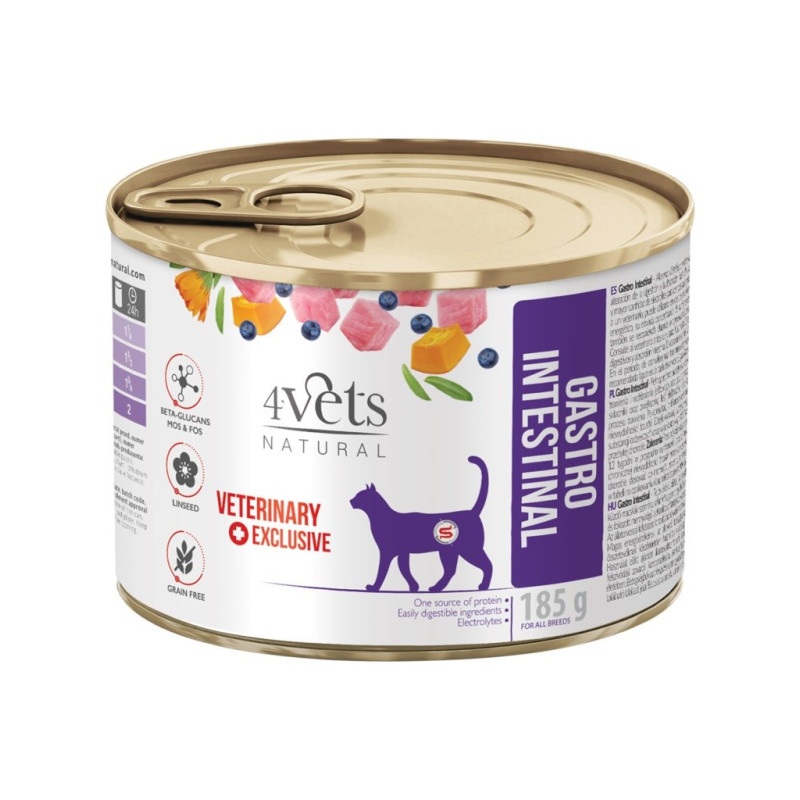 4VETS Natural Gastro Intestinal Cat - šlapias kačių maistas - 185 g