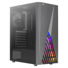 Aerocool DELTABKV1 ATX kompiuterio dėklas RGB priekinis visas šoninis langas 12 cm ventiliatorius juodas