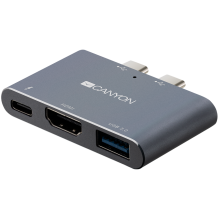 CANYON DS-1, Multiport Docking Station with 3 port, with Thunderbolt 3 Dual type C male port, 1*Thunderbolt 3 female+1*H