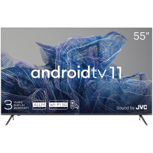 55', UHD, Android TV 11, juoda, 3840x2160, 60 Hz, JVC garsas, 2x12W, 83 kWh/ 1000h, BT5.1, HDMI prievadai 4, 24 mėn.