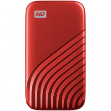 WD 500 GB My Passport SSD – nešiojamas SSD, iki 1050 MB/ s skaitymo ir 1000 MB/ s rašymo greitis, USB 3.2 Gen 2 – raudon