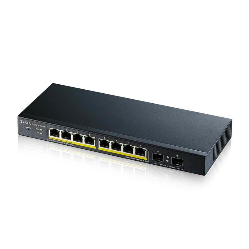 Zyxel GS1900-10HP Managed L2 Gigabit Ethernet (10 / 100 / 1000) Power over Ethernet (PoE) Black