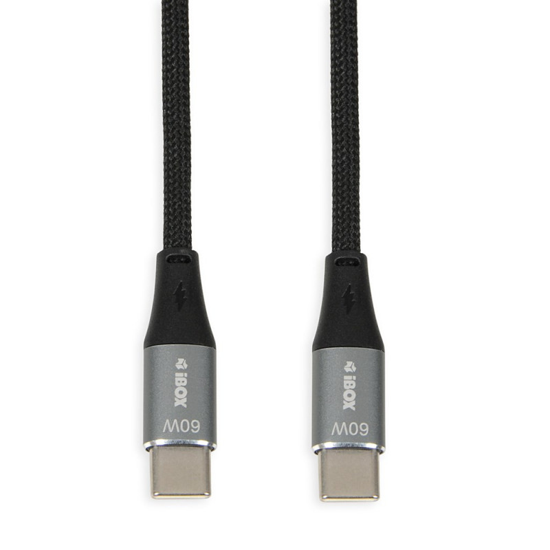 iBOX IKUTC USB-C laidas 60W 2m Juodas