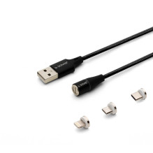 Savio CL-155 USB laidas 2 m USB 2.0 USB C Micro USB A / Lightning Black