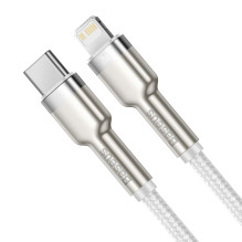 USB-C laidas su Lightning Baseus Cafule, baltas, maitinimo šaltinis, 20 W, 1 m (balta)